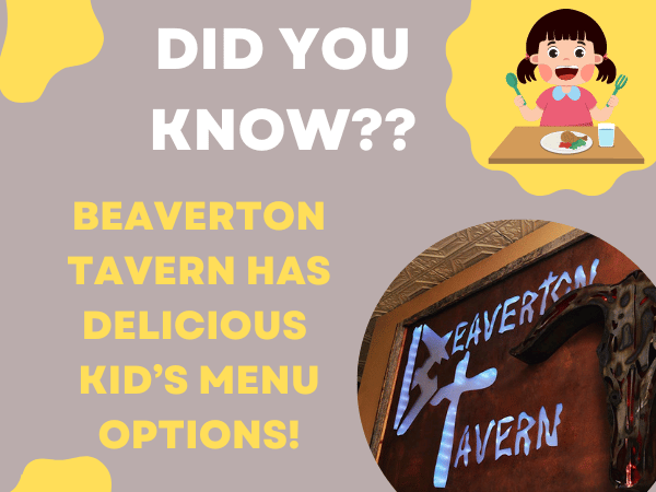the beaverton tavern kid's menu